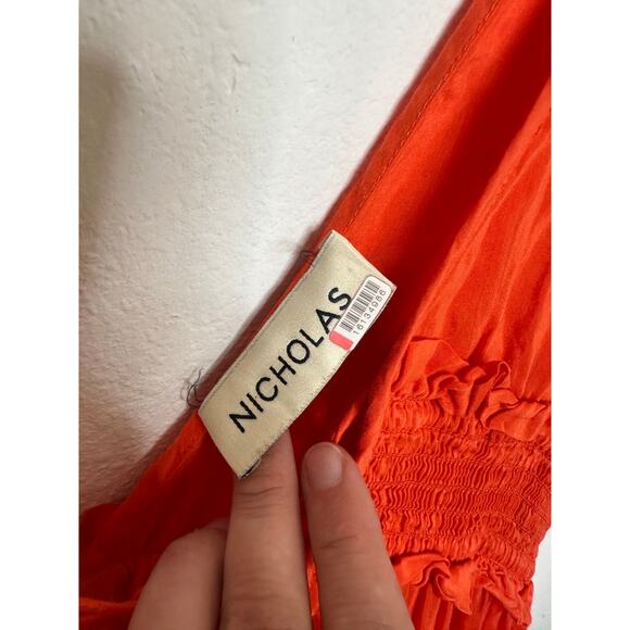 NICHOLAS Orange Mylah Plunge Neck Tie Front Beachy Boho Maxi Dress Size US 4 - Picture 11 of 16